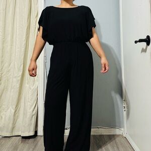 Emma & Michele Women Classic Black Dolman Sleeve Relaxed Fit Jumpsuit Size M